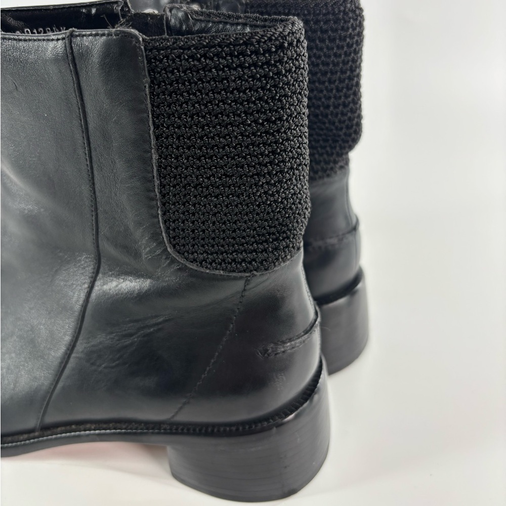 The Sak black leather Chelsea boot 8 chunky block heel crochet detail - Picture 4 of 15